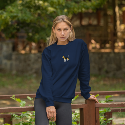 Bobby's Planet Women's Embroidered Beagle Sweatshirt from Paws Dog Cat Animals Collection in Navy Color#color_navy