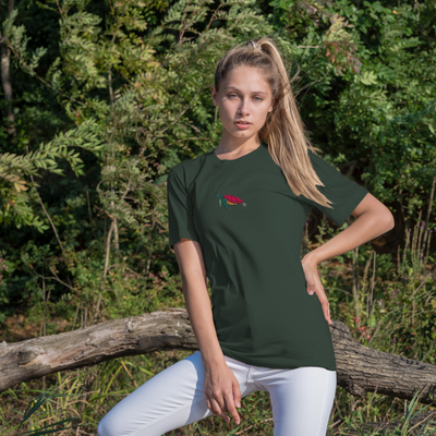 Bobby's Planet Women's Embroidered Sea Turtle T-Shirt from Seven Seas Fish Animals Collection in Forest Color#color_forest